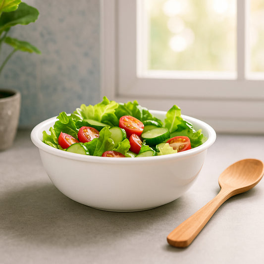 Plastic 6 Inch White Round Deep Serving Bowl (1 Pc)