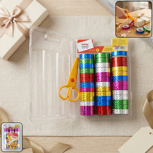 Holographic Decorative Tape Set With Scissors (1 Set 39 Roll)