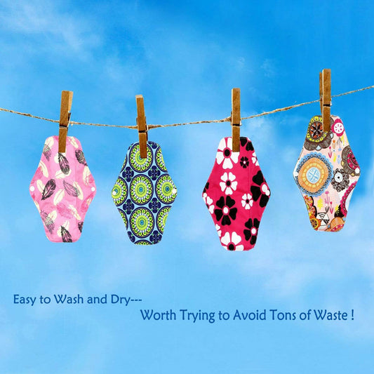 Reusable Cloth Sanitary Pads For Women (4 Pc Set)