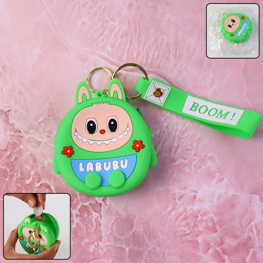 Cute Cartoon Character Coin Pouch With Keychain Wrist Strap