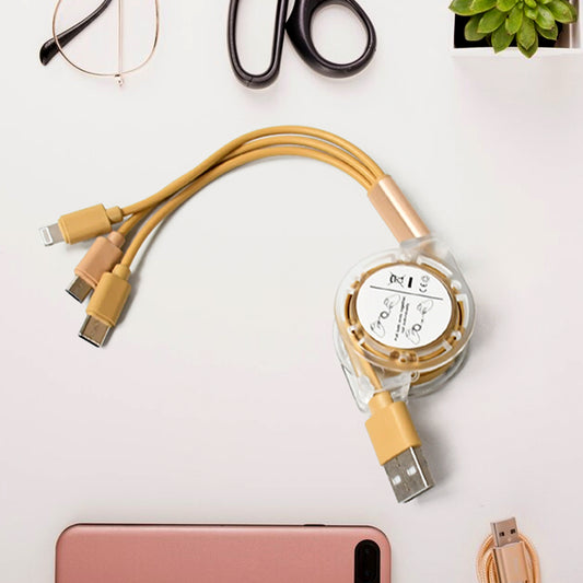 12835 Retractable Charger Charging Cable Micro Usb Cable 3 In 1 Multi Charging Cable Compatible With Phone Type C Micro Android Usb And Other Mobile Devices (1 Pc)