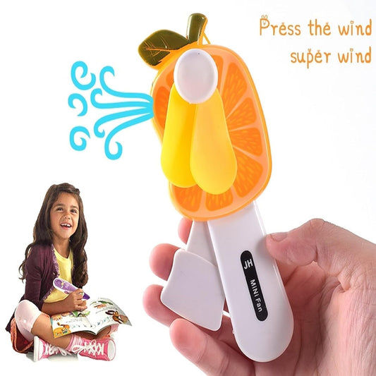 Mini Hand Pressure Fruit-shaped Fan For Kids (1 Pc Mix Design)