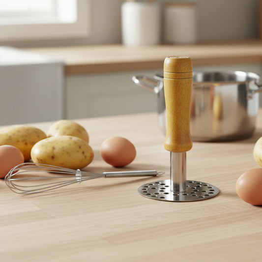 Manual Stainless Steel Whisk And Pav Bhaji Potato Masher Combo Set (2 Pc Set)