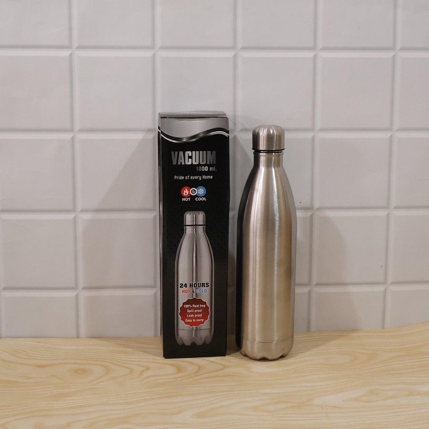 Stainless Steel Vacuum Insulated Water Bottle 1000 Ml Hot Cold Flask (1 Pc)