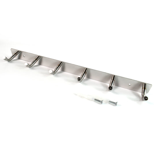 Stainless Steel Wall Mounted Coat 6 Hook Rack (32x3 1pc)