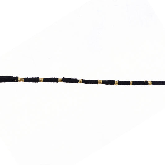 Handmade Black Thread Bracelet Rakhi With Gold Beads (1 Pc)