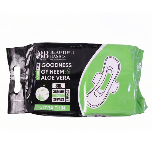 Beautiful Basics Neem Aloe Vera Sanitary Pads 3xl 360mm Night (28 Pads)