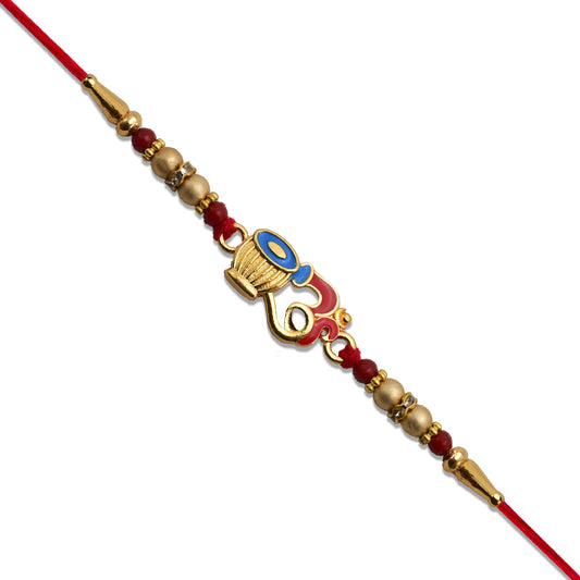 Matki Design Rakhi With Enamel Work Beads