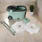 Ganesh Quick Spin Mop Steel Spin, Bucket Floor Cleaning 2 Micro fiber head / Refill