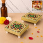 Handicraft Wood Chowki for Pooja , Wooden Bajot (2 Pc / Mix Descign & Color)
