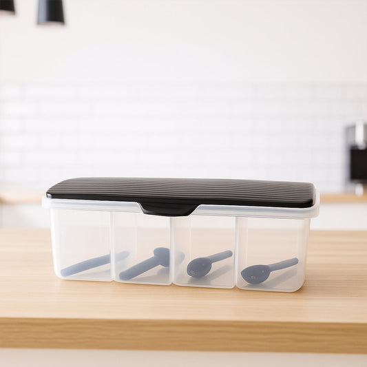 Kitchen Multipurpose Air-tight 4 Sections Storage Containers / Masala Box (1 Set)
