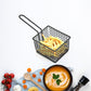 Snack basket with stainless steel mesh for easy straining.