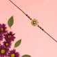Traditional Kundan Rakhi With Antique Gold Finish  Multicolor Beads