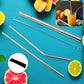 0600 Reusable Stainless Steel Straws With Travel Case Cleaning Brush Eco Friendly Extra Long Metal Straws Drinking Set Of 4 (2 Straight Straws 1 Bent Straws 1 Brush)