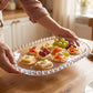 Transparent Glass Serving Tray 9 Inch Oval Beaded Edge Platter For Snacks (1 Pc)