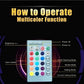 Remote-controlled LED bulb with multicolor light and Bluetooth sound.