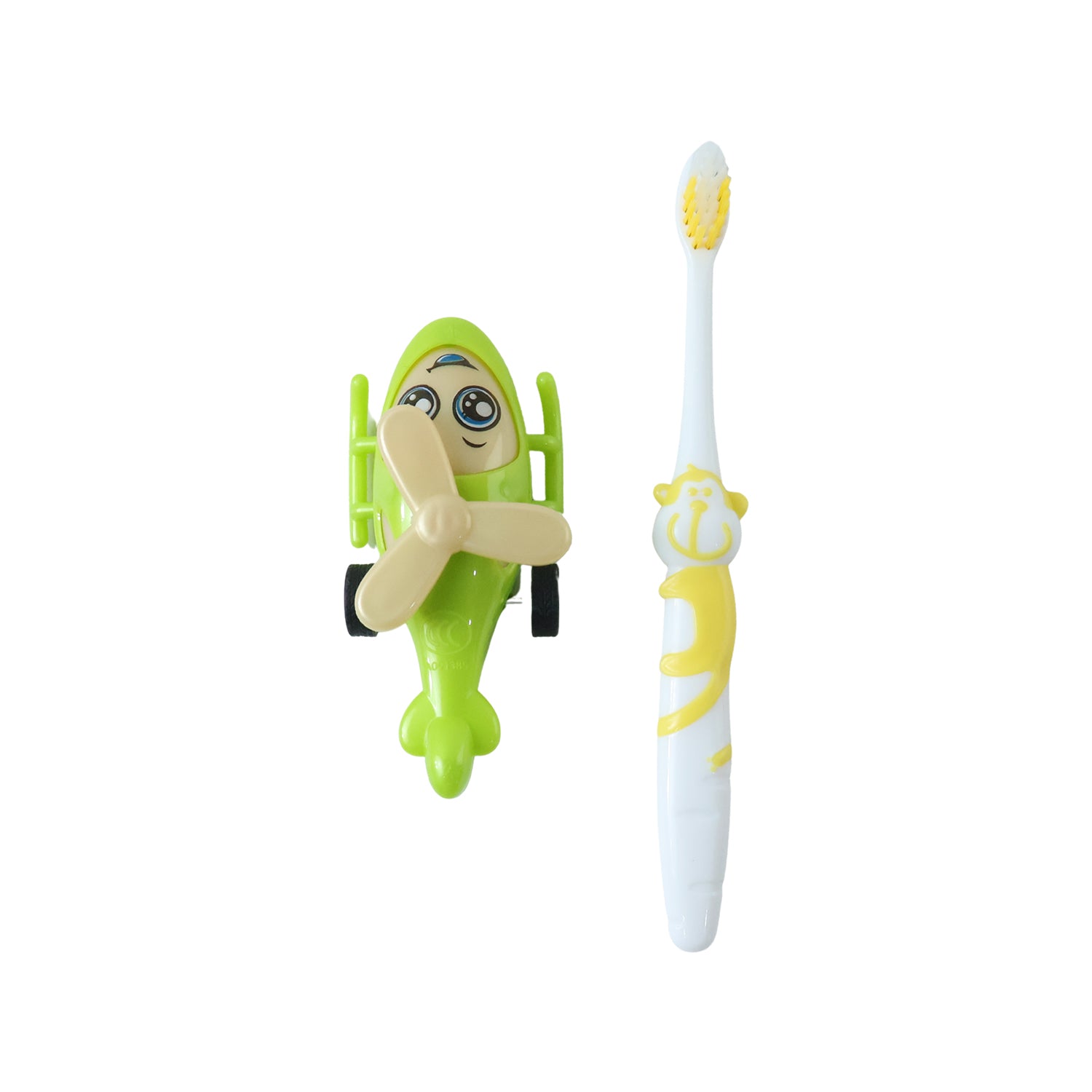 2 In 1 Kids Toothbrush With Fun Helicopter Toy (2 Pc Set)
