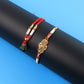 Elegant Bhabhi Lumba Rakhi With Butterfly Design Beaded Tassels  Pink Stone Work
