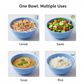 BPA Free Plastic Bowl Set for Cereal Salad Rice Soup Pasta Snack  3 Pc