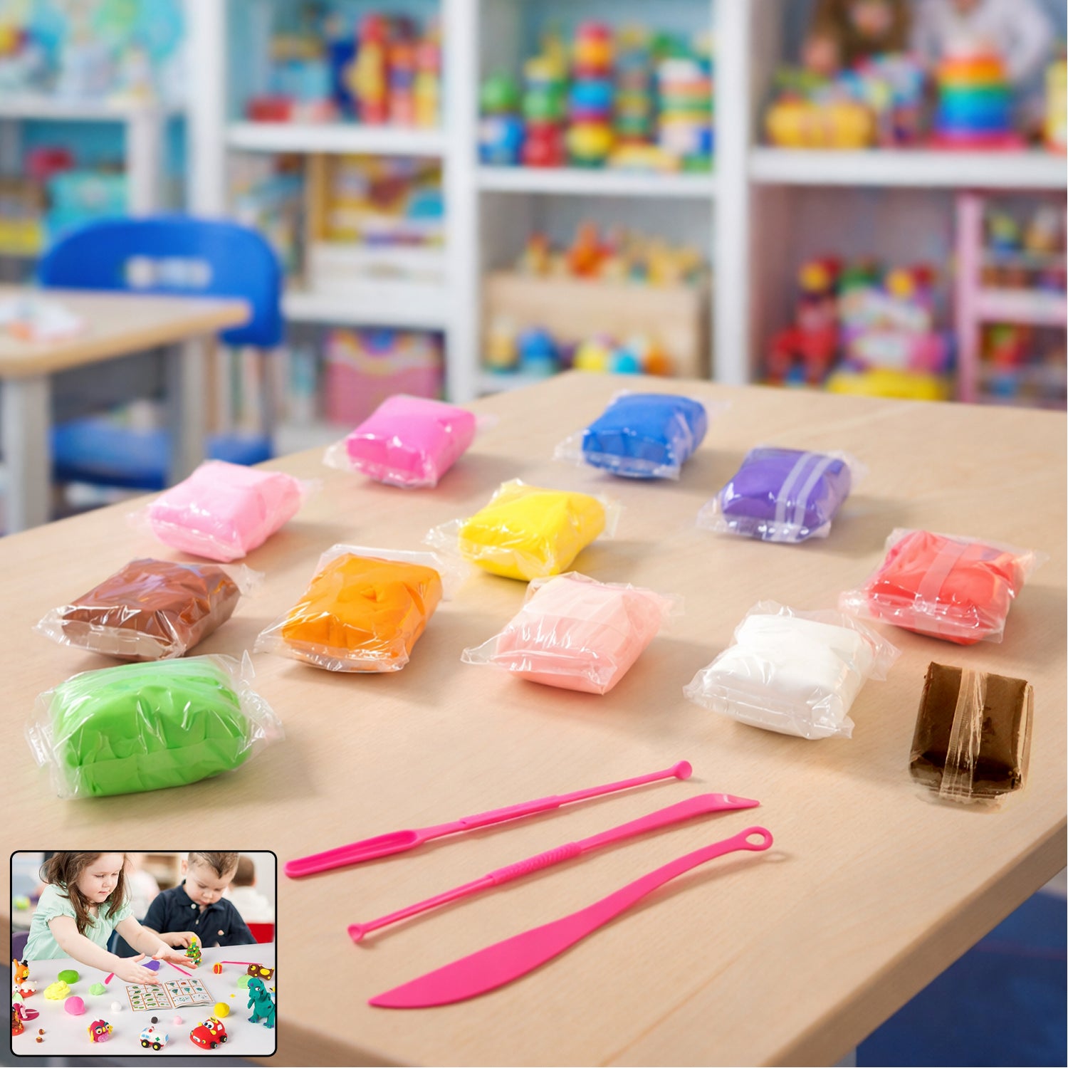 Kids 12 Color Antibacterial Super Clay Set For Creative Play (1 Set)