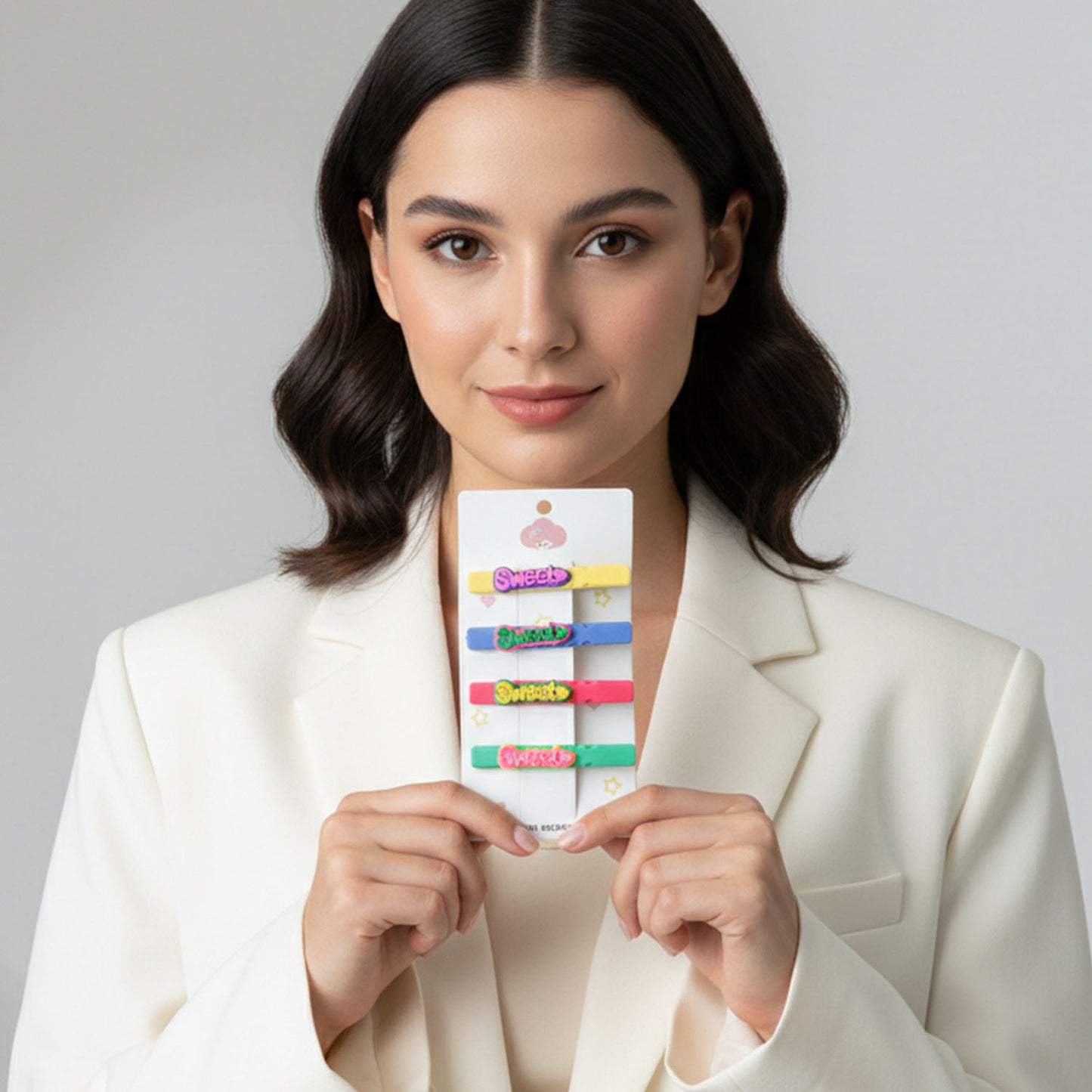 Sweet Text Decorative Hair Clip Set (4 Pc)