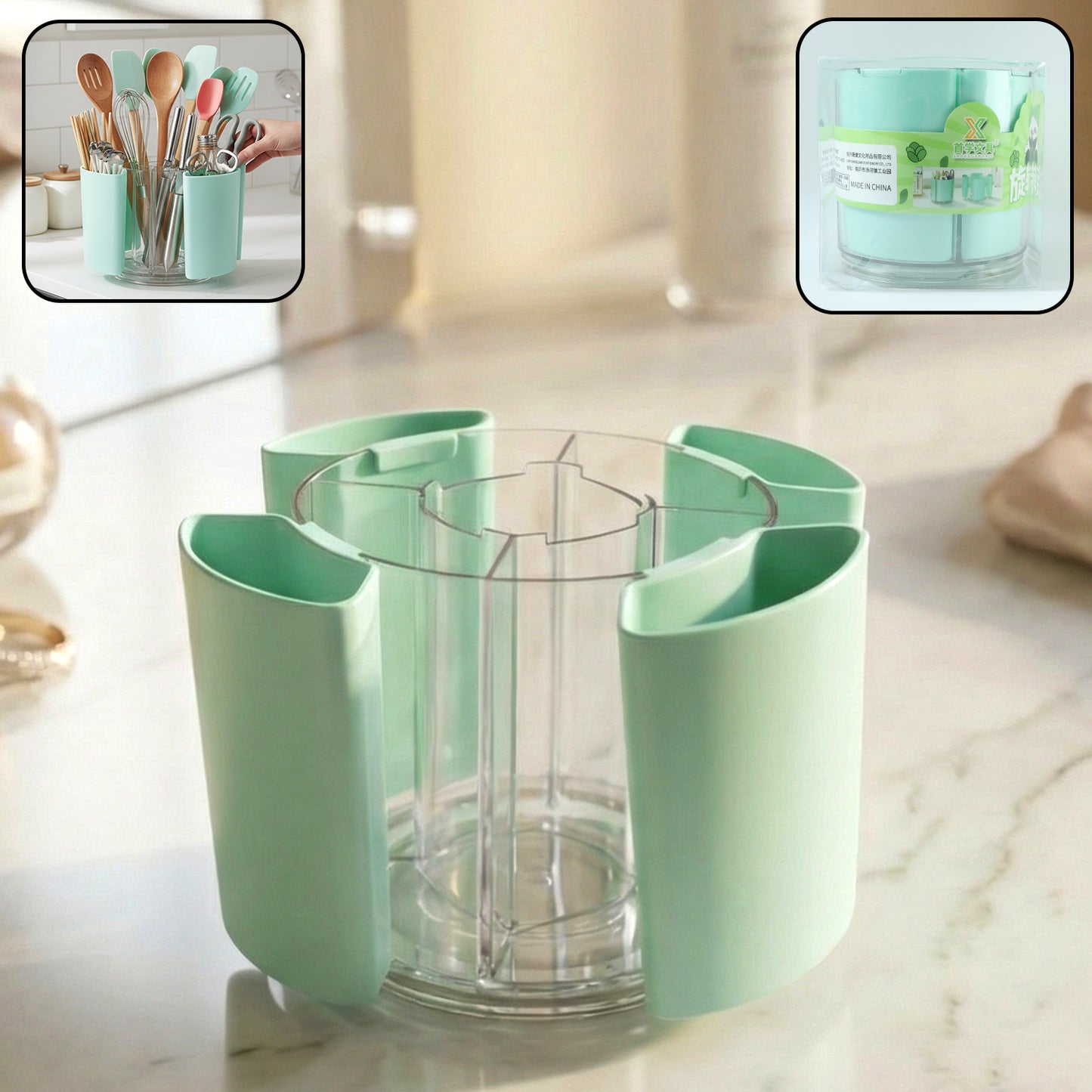 Multipurpose 5 Compartment Rotating Pen Holder (1 Pc)