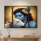 Krishna N Cow 3 Panel Mdf Wall Frame Wall Art Painting 16.5x12in (1 Pc)