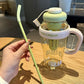 Approx 1300ml Large Capacity Cute Ice Cream Themed Water Bottle With Handle Straw  Fruit Infuser  Leakproof Sipper For Kids  Adults