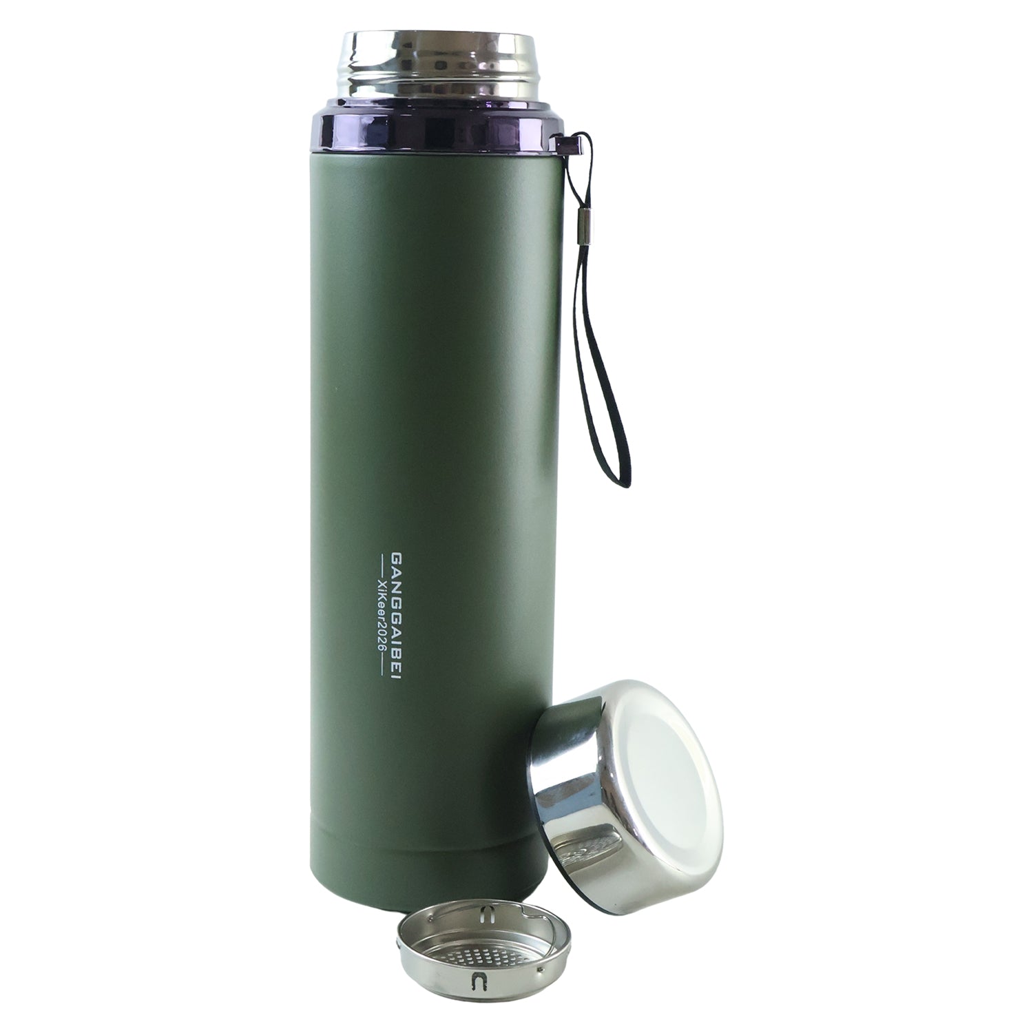 Vacuum Insulated Water Bottle 1000ml Steel Hot And Cold Flask With Cup Lid (1 Pc)