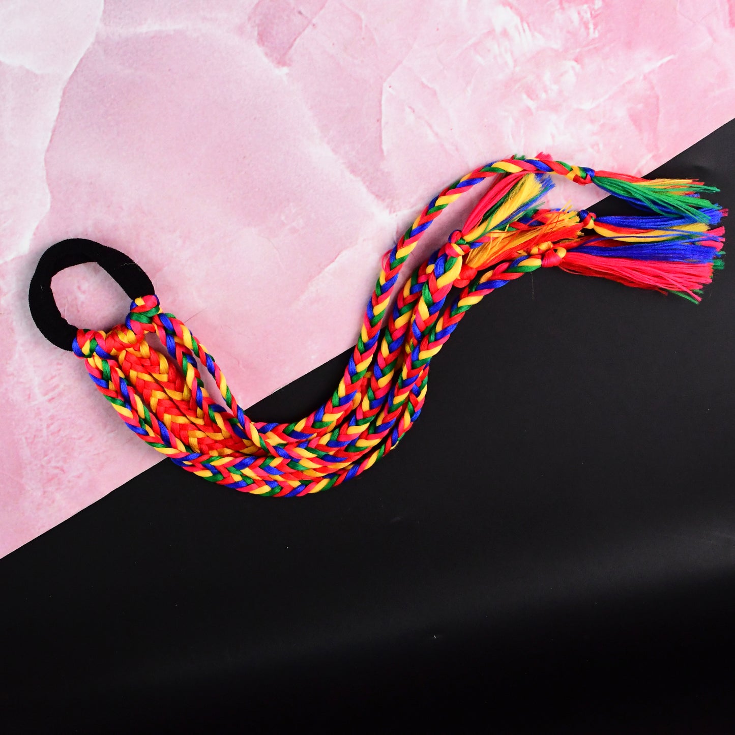 Traditional Multicolor Braided Hair Extension With Tassels