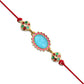 Blue Stone Rakhi With Floral Meenakari Accents