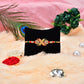 Elegant Red-green Bead Rakhi With Intricate Golden Flower Motif