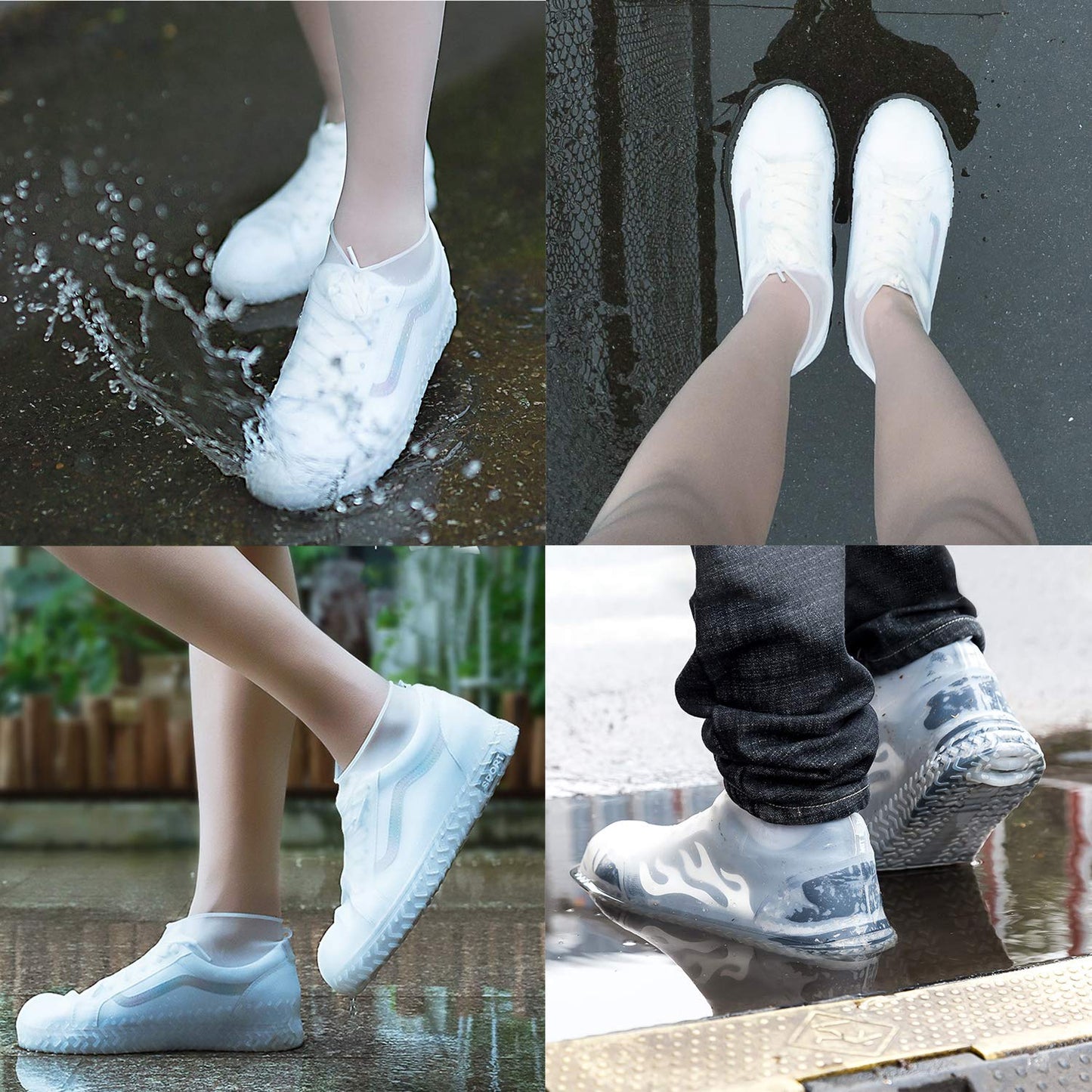 Waterproof Silicone Shoe Cover White Color (1 Pair Medium Size)