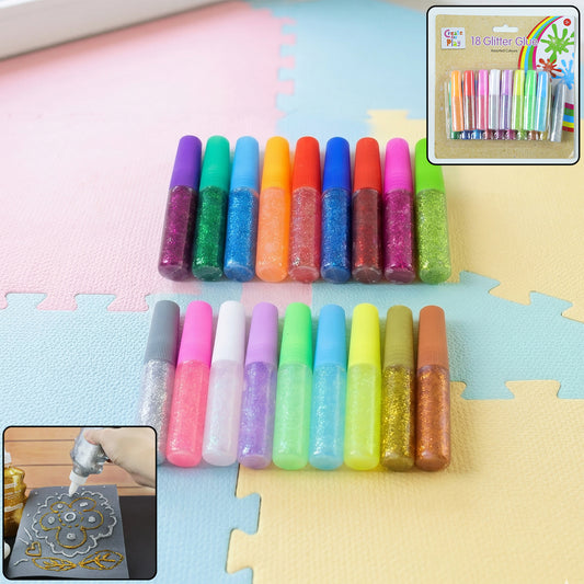 18 Assorted Color Glitter Glue Pens Set For Art  Craft Decoration