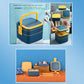 2868 Blue Double-layer Portable Lunch Box Stackable With Carrying Handle And Spoon Lunch Box