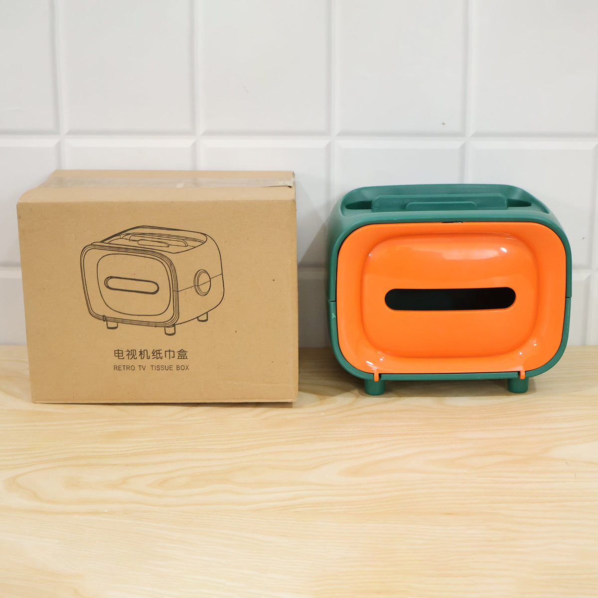 Plastic Desktop Tissue Storage Box With Top Organizer For Home And Office (1 Pc)