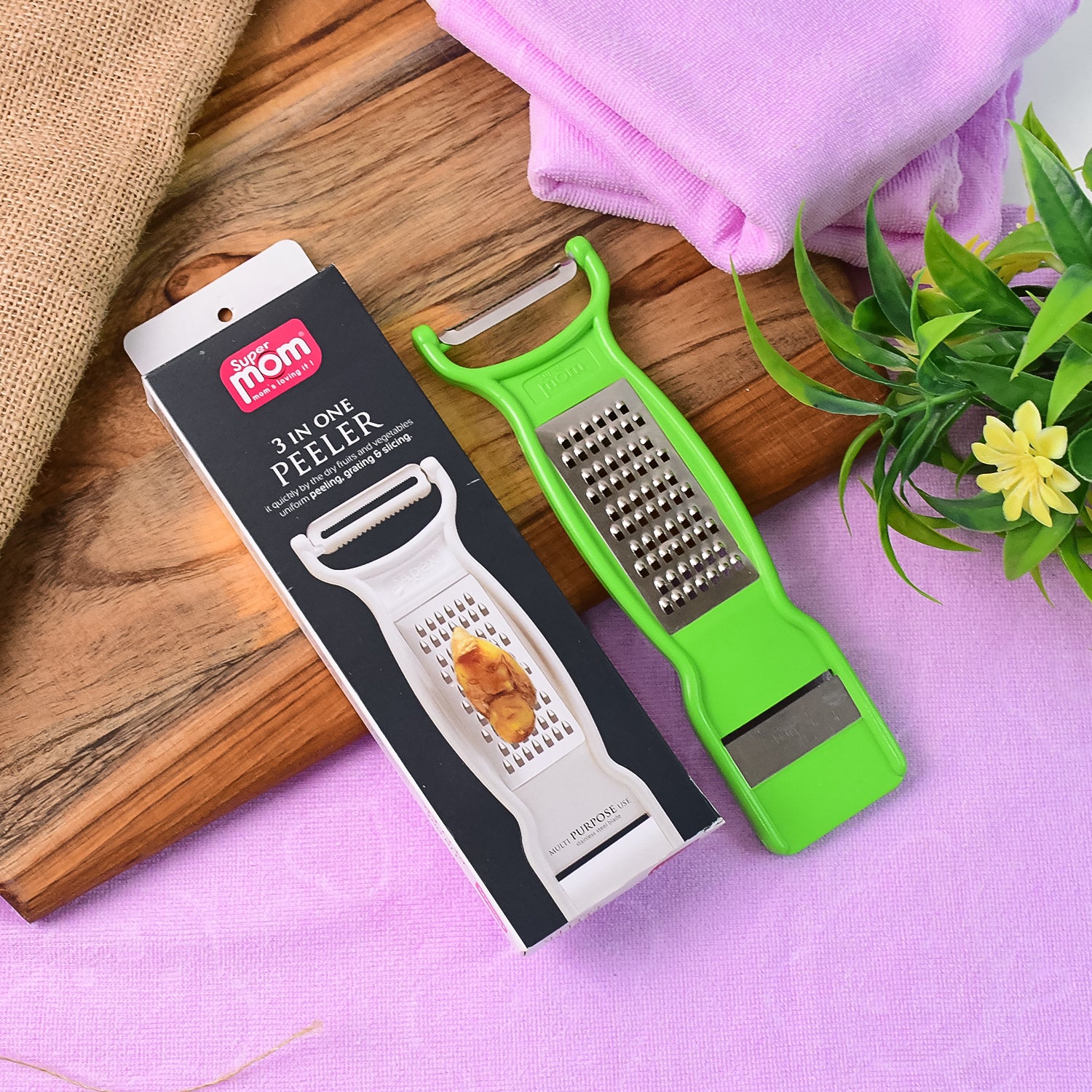 Supermom 3-in-1 Multi-functional Stainless Steel Vegetable  Fruit Peeler (1 Pc)