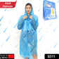 Portable raincoat for adults, waterproof and made from plastic material.