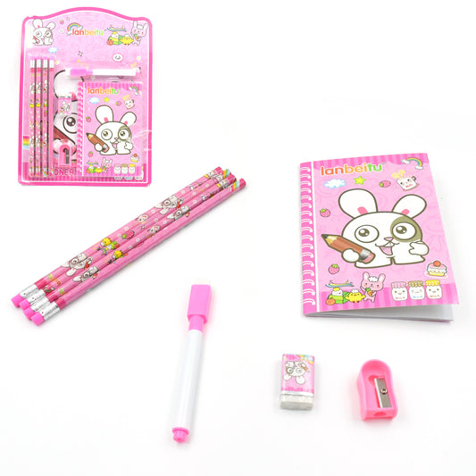 4299 Stationery Kit For Kids - Stationery Set Includes Wooden Pencil Sharpener Pencil And Eraser Set Small Diary School Supply Set Birthday Return Gift For Kids Boys Girls (8 Pc Set)