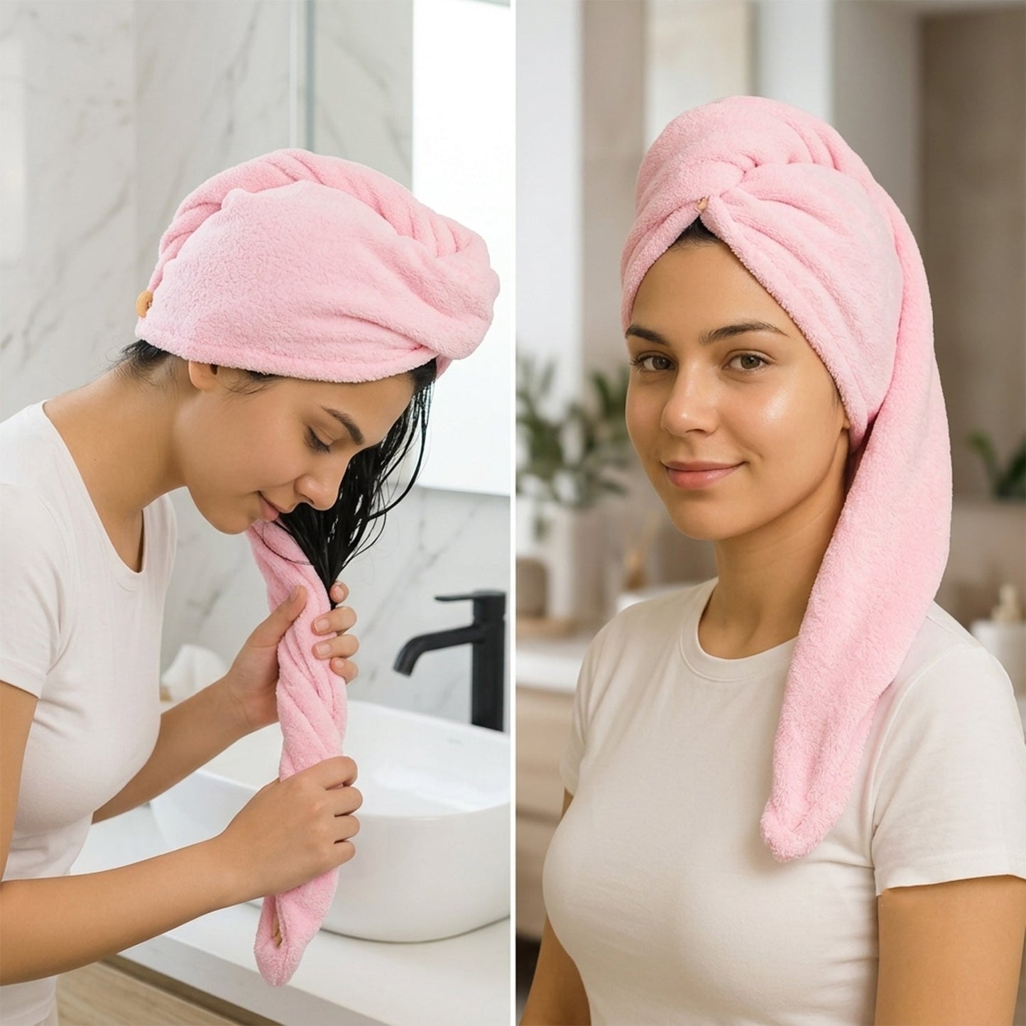 Microfiber Hair Wrap Towel Cap For Women Quick Dry Turban For Bath And Shower