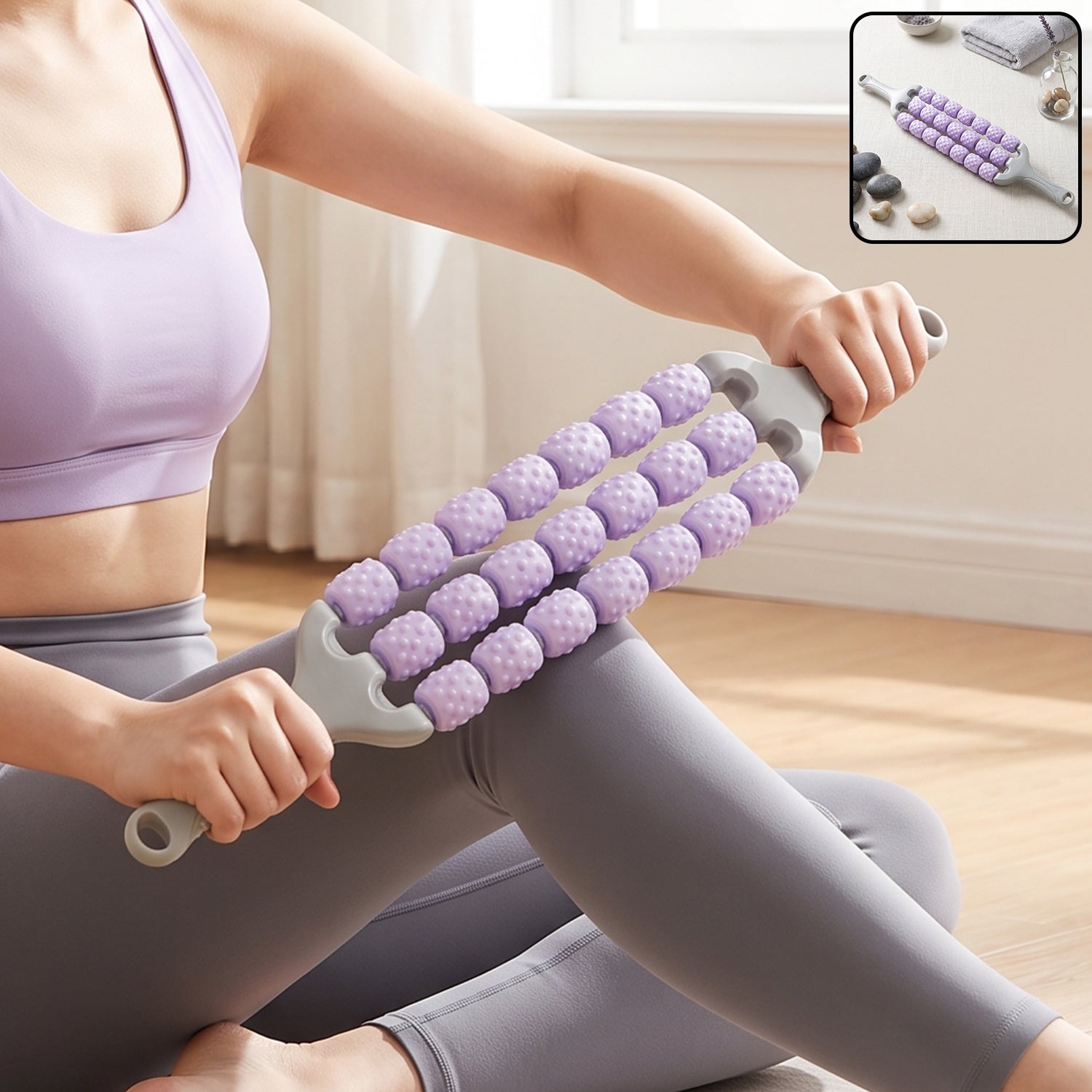 Handheld Muscle Roller Massage Stick For Legs Thighs And Muscle Recovery (1 Pc)