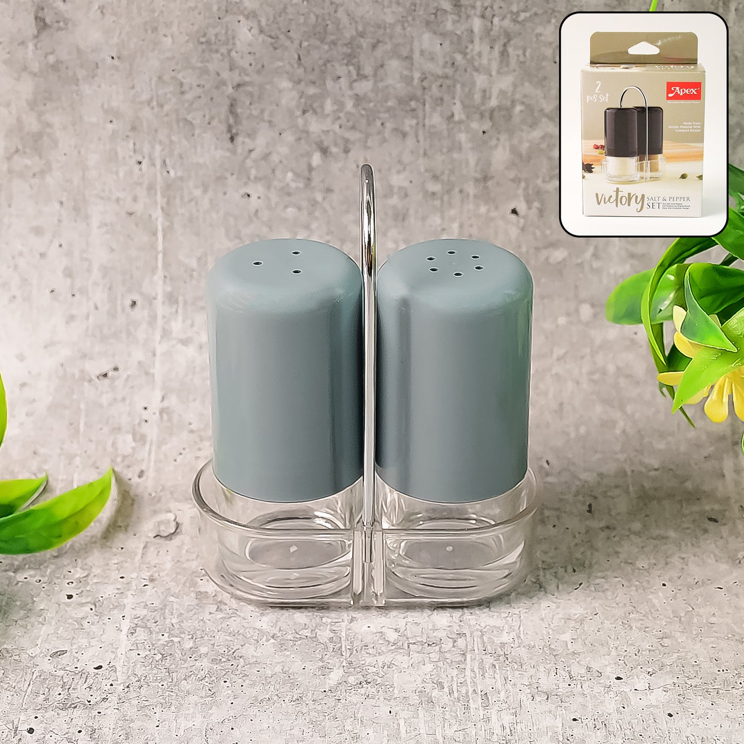Apex Victory Salt  Pepper Dispenser Set  2 Pcs Acrylic Seasoning Shaker