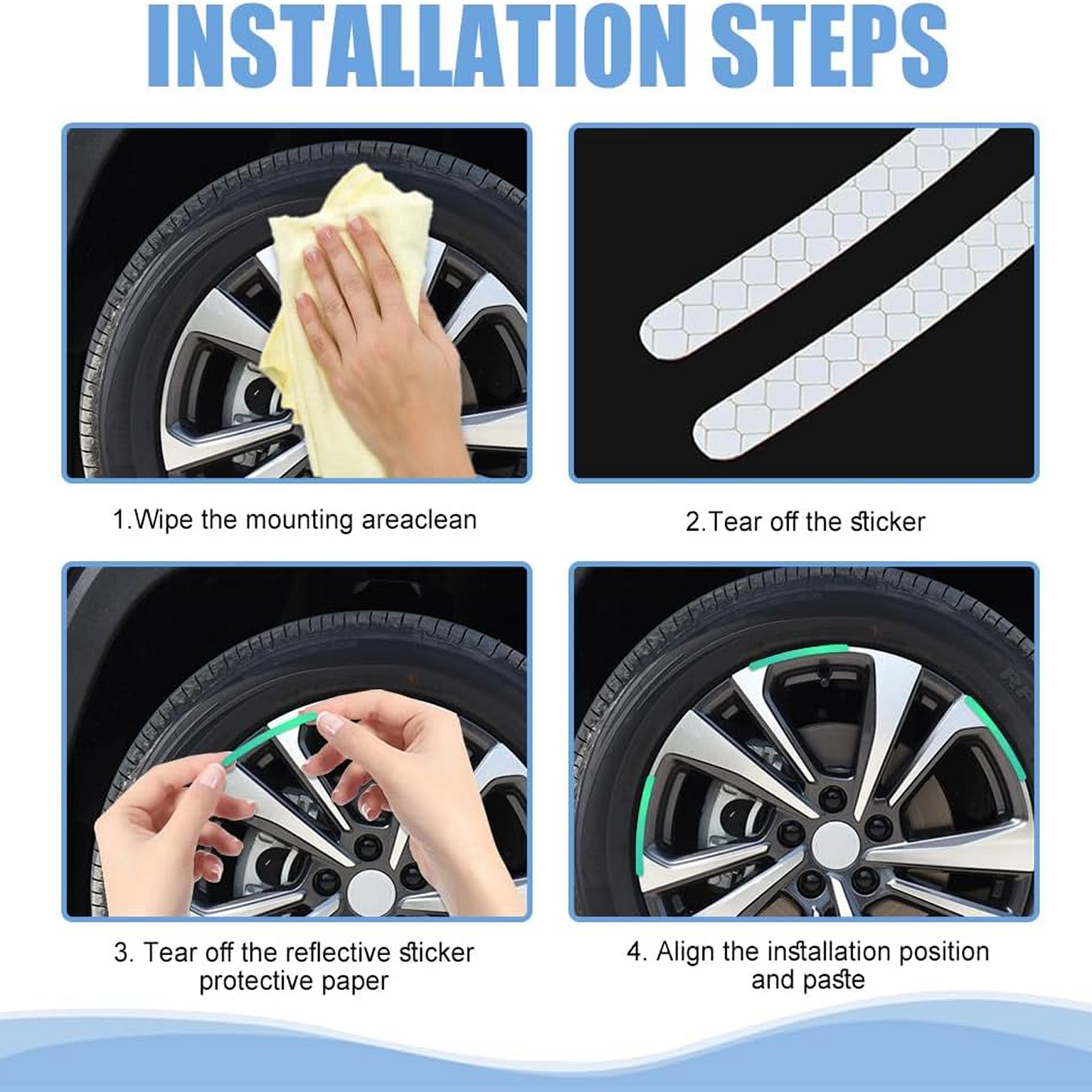 Reflective Car Wheel Stickers  Multicolored 20 Pcs For Night Safety  Velvet Wheels