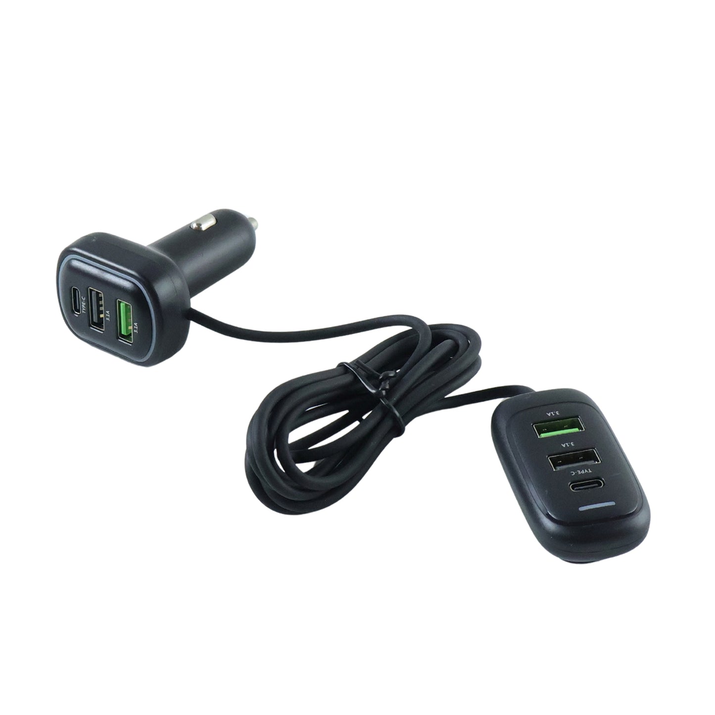 Rgb Breathing Light Multi Port Car Usb Charger (1 Set 1.5m)