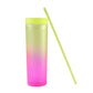 Gradient Plastic Drinking Tumbler Cup With Lid And Straw 400 Ml Approx