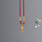 Bhabhi Lumba Rakhi With Multicolor Beads And Hanging Chain Charm On Red Thread
