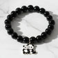 Premium Black Beaded Stretch Bracelet With Cute Panda Charm (1 Pc)