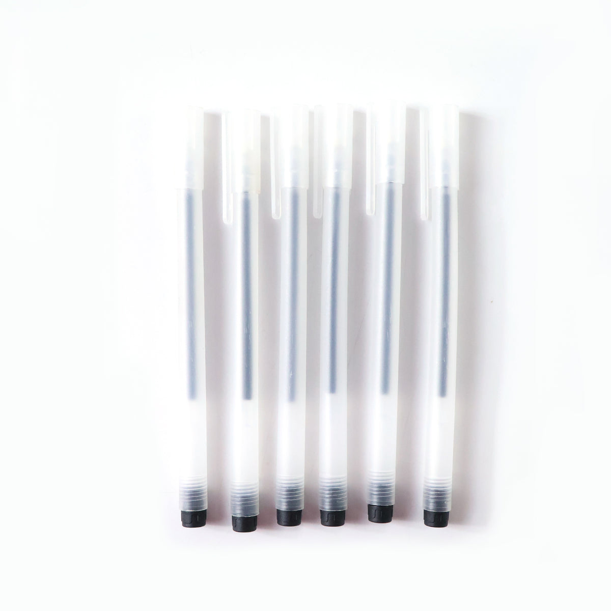 Transparent Smooth Writing Black Gel Pens Set Of 6 Pieces