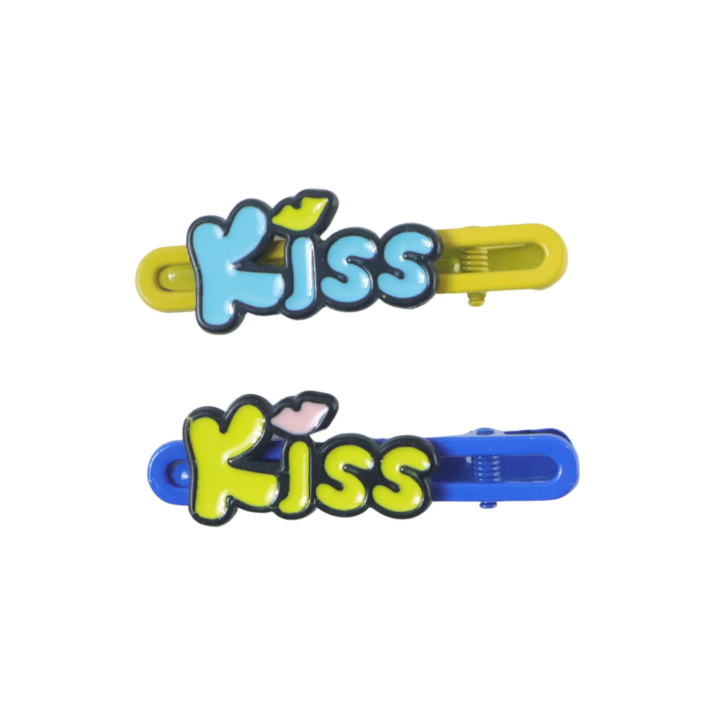 Cute Kiss Text Hair Clip Set (2 Pc)