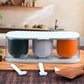 Home Kitchen 3 Grid Seasoning Spice  Masala Box Kit With Spoon (Multicolor  1 Set)
